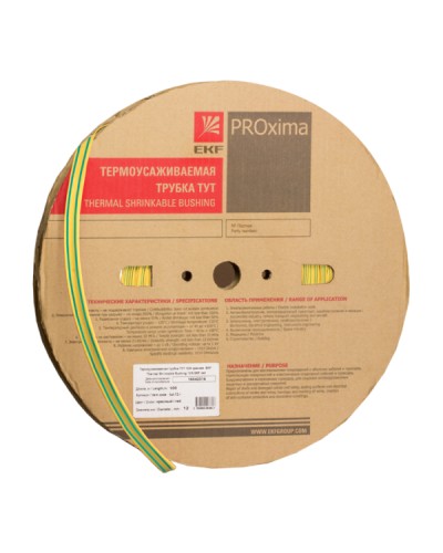 Термоусаживаемая трубка ТУТ нг 16/8 жел-зел рулон EKF PROxima (tut-16-yg) в Ачинске Аксессуары для кабель-канала Pintop.ru