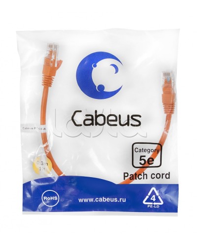 Патч-корд медный U/UTP кат.5е (0,3м) LSZH (оранжевый) Cabeus (PC-UTP-RJ45-Cat.5e-0.3m-OR-LSZH) в Ачинске Патчкорды (медные) Pintop.ru