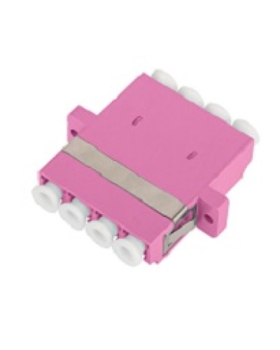 Адаптер NIKOMAX волоконно-оптический, соединительный, многомодовый, стандарта OM4, LC/UPC-LC/UPC, квадро, пластиковый, без шторки, с фланцами, маджента, уп-ка 2шт. в Ачинске Проходные адаптеры и розетки оптические Pintop.ru