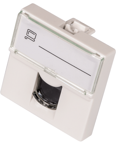 Вставка Mosaic 45x45, RJ-45 UTP, кат.6, со шторкой и увеличенным окном маркировки, белая LANMASTER LAN-SIP-23U6-WH в Ачинске Аксессуары для кабель-канала Pintop.ru