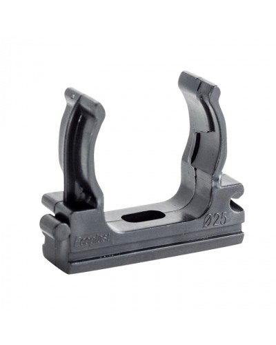 CF25G Держатель (клипса), без галогена, для труб D25мм, цвет чёрный (10шт) Экопласт (41725-10HF-BL) в Ачинске Держатели, клипсы, скобы Pintop.ru