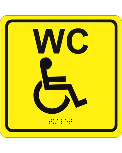 Табличка тактильная Hostcall MP-010Y3Туалет для инвалидов (200x200мм) желтый в Ачинске Система оповещения и трансляции Hostcall Pintop.ru