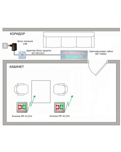 Радиокомплект светового и звукового вызова Hostcall MP-911W2 в Ачинске Система оповещения и трансляции Hostcall Pintop.ru