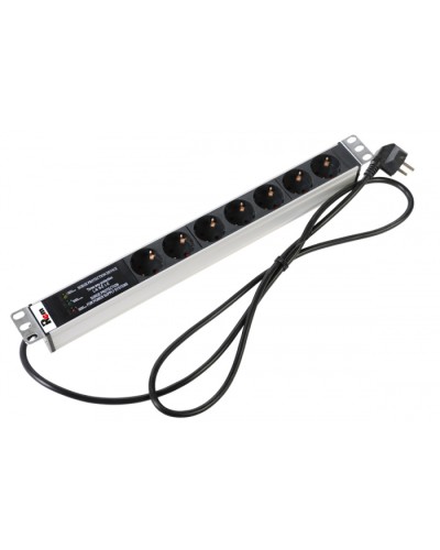 Блок розеток 1U, 7 розеток Schuko Rem R-16-7S-FI-440-3 в Ачинске Блоки розеток Pintop.ru