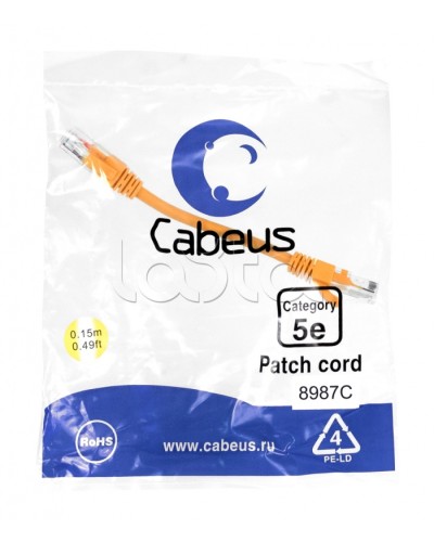 Патч-корд медный U/UTP кат.5е (0,15м) LSZH (оранжевый) Cabeus (PC-UTP-RJ45-Cat.5e-0.15m-OR-LSZH) в Ачинске Патчкорды (медные) Pintop.ru