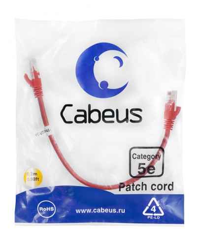 Патч-корд медный U/UTP кат.5е (0,3м) LSZH (красный) Cabeus (PC-UTP-RJ45-Cat.5e-0.3m-RD-LSZH) в Ачинске Патчкорды (медные) Pintop.ru