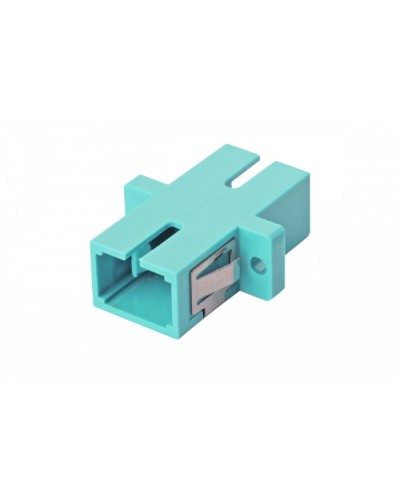 Оптический адаптер OM3, симплекс SC, с фланцами, бирюзовый Eurolan (36A-30-SC-02AQ) в Ачинске Проходные адаптеры и розетки оптические Pintop.ru