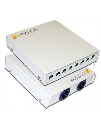 Кросс оптический настенный, металлический, на 8 FC адаптеров LANMASTER LAN-FOBM-WM-8FC в Ачинске Кросс оптический Pintop.ru