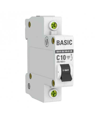 Автоматический выключатель 1P 10А (C) 4,5кА ВА 47-29 EKF Basic (mcb4729-1-10C) в Ачинске Электротехническое оборудование Pintop.ru