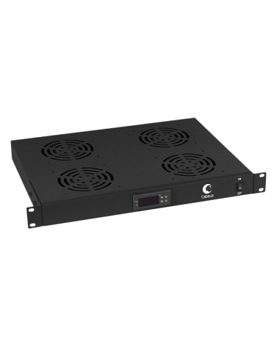 Панель вентиляционная с 4 вентиляторами с цифровым термодатчиком (черный) Cabeus JG03t-BK в Ачинске Вентиляторные модули Pintop.ru