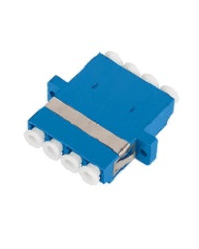 Адаптер NIKOMAX волоконно-оптический, соединительный, одномодовый, стандарта OS2, LC/UPC-LC/UPC, квадро, пластиковый, без шторки, с фланцами, синий, уп-ка 2шт. в Ачинске Проходные адаптеры и розетки оптические Pintop.ru