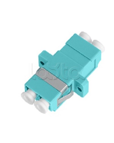 Адаптер NIKOMAX волоконно-оптический, соединительный, многомодовый, стандарта OM3, LC/UPC-LC/UPC, двойной, пластиковый, без шторки, с фланцами, аква, уп-ка 2шт. NIKOMAX (NMF-OA2M3-FN-LCU-LCU-AQ-2) в Ачинске Проходные адаптеры и розетки оптические Pint