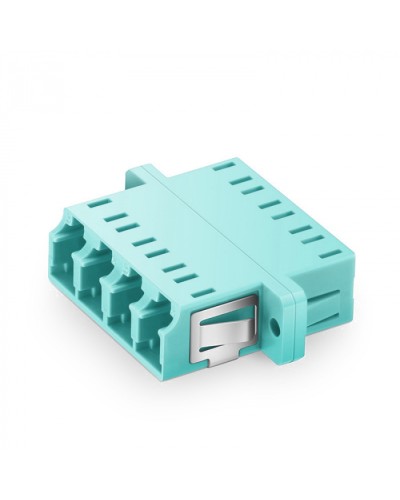 Оптический адаптер OM3, квадро LC, с фланцами, бирюзовый Eurolan (36A-30-4L-02AQ) в Ачинске Проходные адаптеры и розетки оптические Pintop.ru