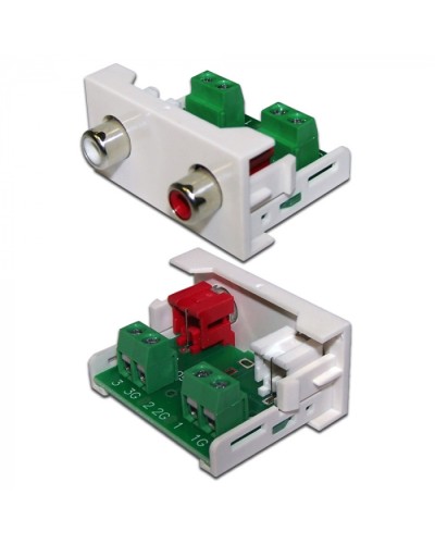 Вставка Mosaic 22.5x45 2xRCA Stereo Audio, белая LANMASTER (LAN-WA-LP-2RCA-WH) в Ачинске Коннекторы и разъемы Pintop.ru