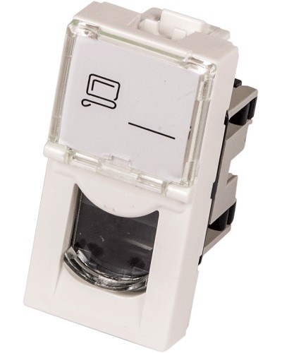 Вставка Mosaic 22.5x45, RJ-45 UTP, белая LANMASTER (LAN-SIP-22U5E-WH) в Ачинске Коннекторы и разъемы Pintop.ru