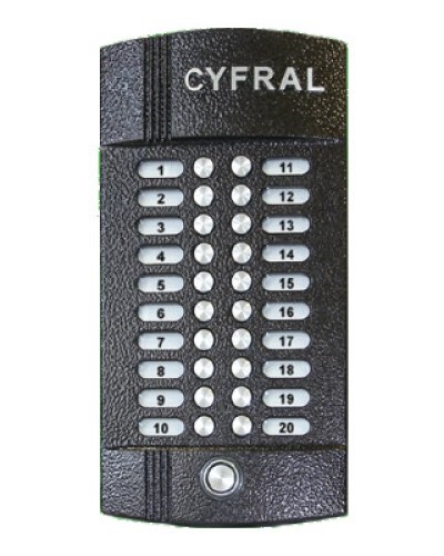 Блок вызова аудиодомофона на 20 абонентов Цифрал M-20M/T в Ачинске Блоки вызова многоабонентные Pintop.ru