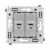 Компьютерная розетка RJ-45 в стену, кат.6 двойная экранированная, "Avanti", "Закаленная сталь" DKC (4404794)