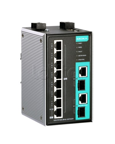 Коммутатор PoE 10-портовый Moxa EDS-P510A-8PoE-2GTXSFP-T в Ачинске Коммутаторы Pintop.ru