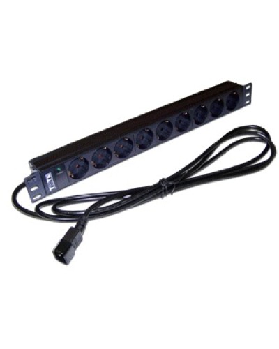 Блок розеток 19 9 шт. без выключателя, 10A 250V, шнур питания с вилкой C14, 3.0 м TWT TWT-PDU19-10A9P4-3.0 в Ачинске Блоки розеток Pintop.ru