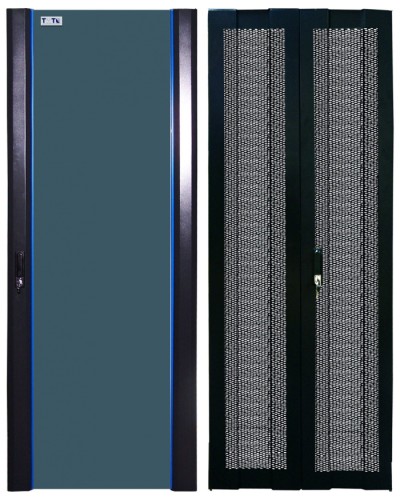Комплект дверей 42U, 800 мм, черный, передняя - стекло, задняя - распашная перфорированна TWT TWT-CBB-DR42-8x-S-GP в Ачинске Аксессуары для стоек и шкафов Pintop.ru