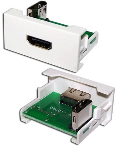 Вставка Mosaic 22.5x45 с адаптером HDMI 90 градусов, мама, белая LANMASTER (LAN-WA-LP-HD90F-WH) в Ачинске Коннекторы и разъемы Pintop.ru