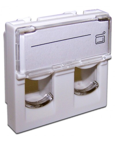 Вставка 45x45 на 2 модуля, со шторкой и увеличенным окном маркировки, белая LANMASTER (LAN-SIP-24L-WH) в Ачинске Коннекторы и разъемы Pintop.ru